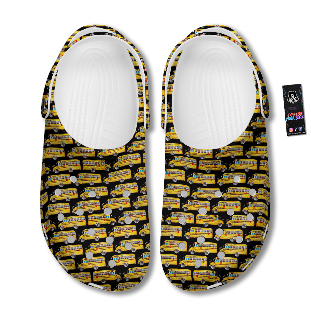 Yellow Bus Print Pattern Clog-grizzshop