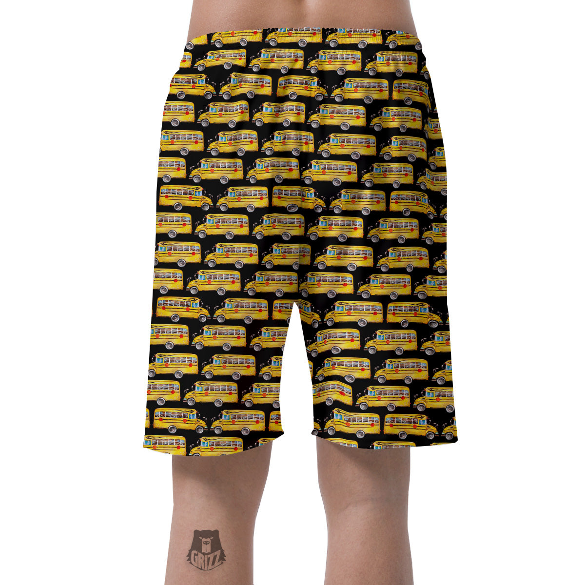 Yellow Bus Print Pattern Men's Shorts-grizzshop