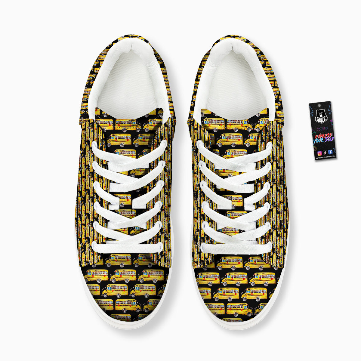 Yellow Bus Print Pattern Platform Shoes-grizzshop