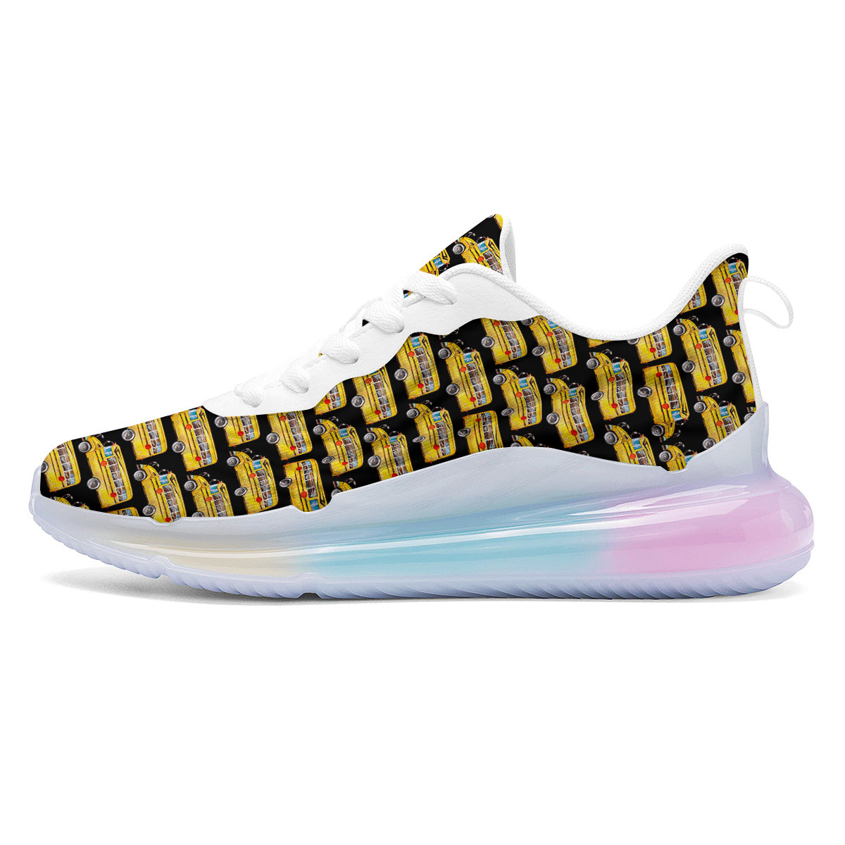 Yellow Bus Print Pattern Running Sneakers-grizzshop