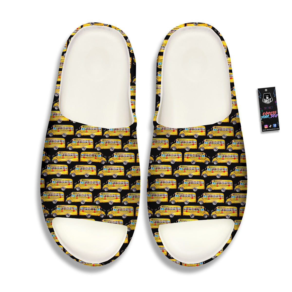 Yellow Bus Print Pattern Sandals-grizzshop