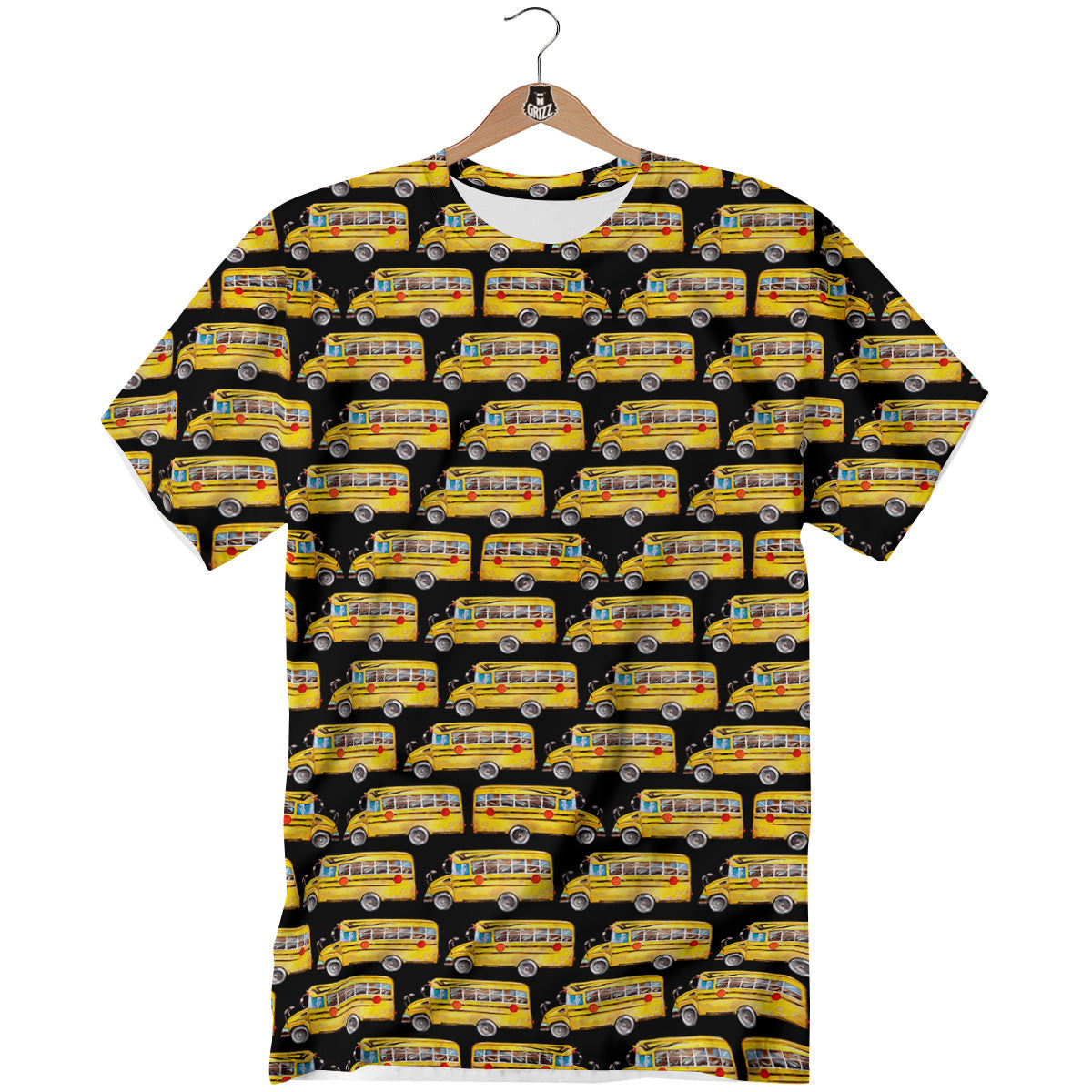 Yellow Bus Print Pattern T-Shirt-grizzshop