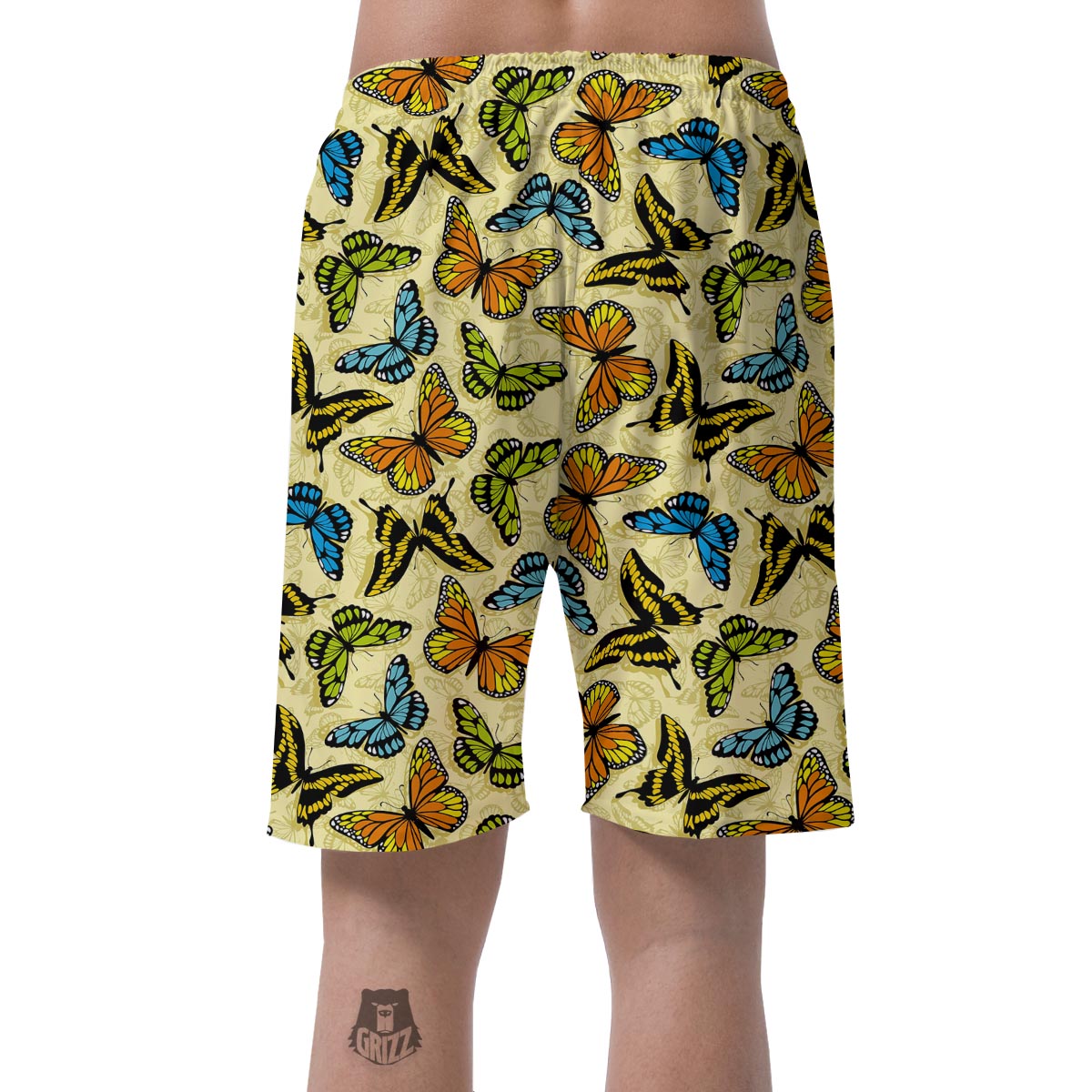 Yellow Butterfly Pattern Print Men's Shorts-grizzshop