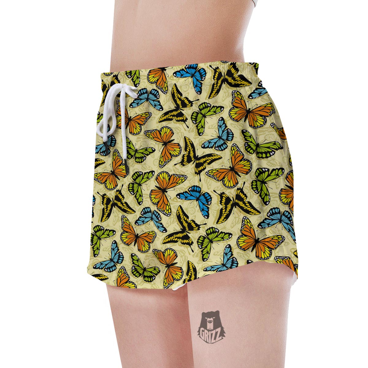 Yellow Butterfly Pattern Print Women's Shorts-grizzshop