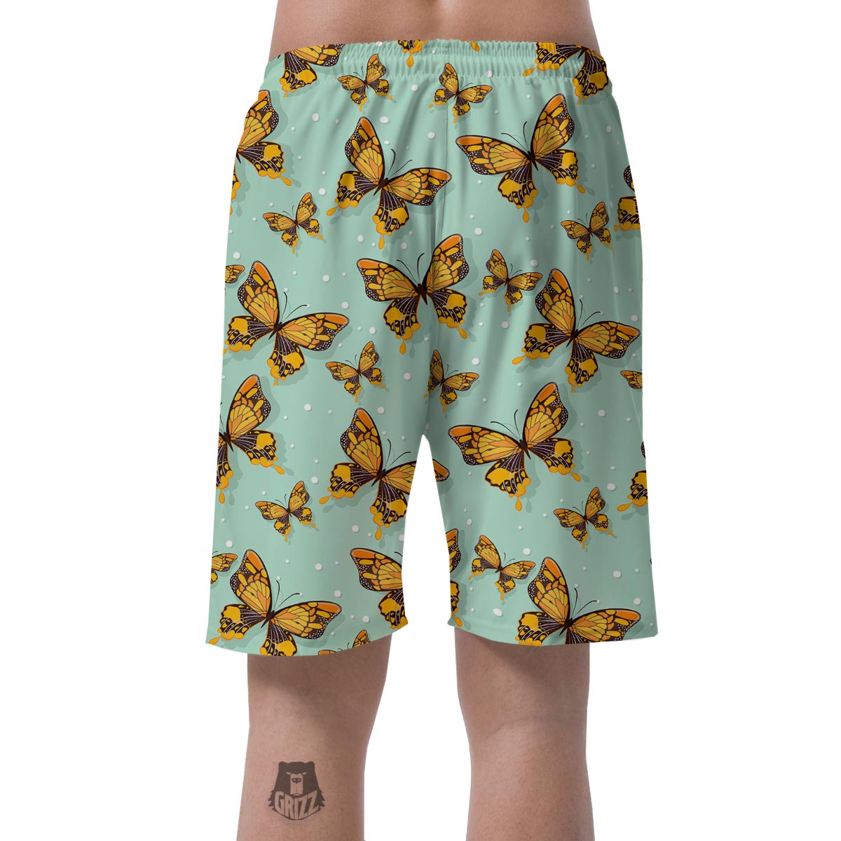 Yellow Butterfly Print Men's Shorts-grizzshop