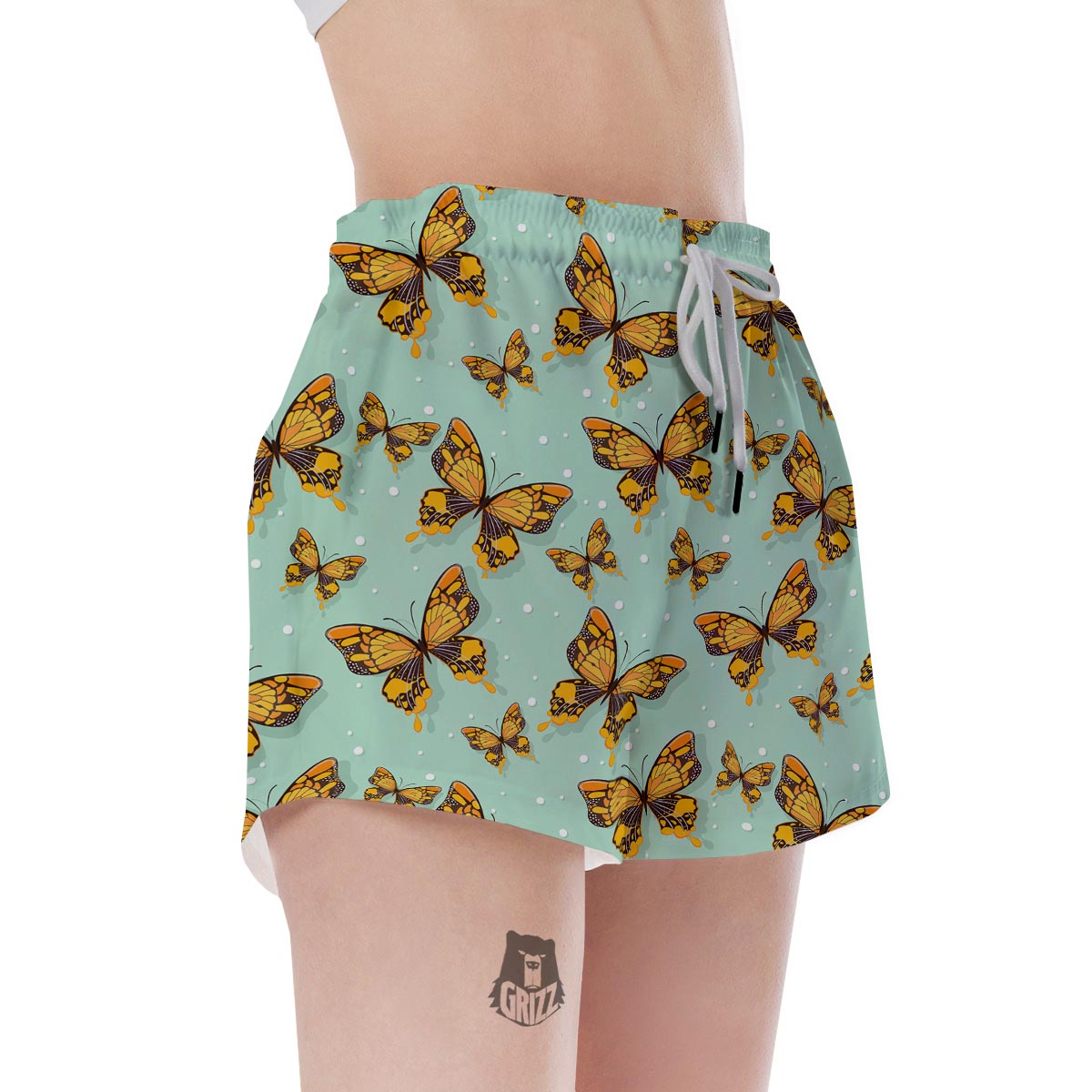 Yellow Butterfly Print Women's Shorts-grizzshop
