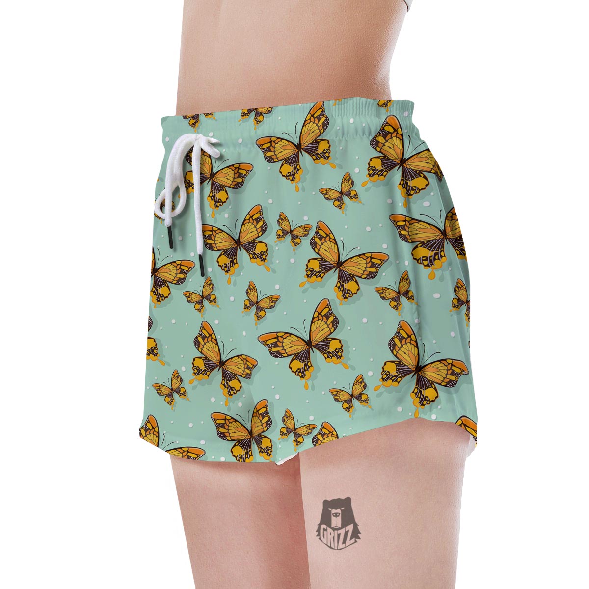 Yellow Butterfly Print Women's Shorts-grizzshop