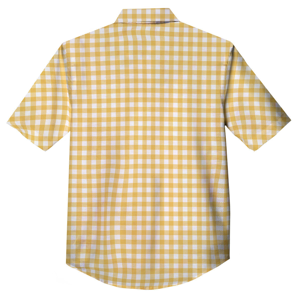 Yellow Canary And White Gingham Print Button Up Shirt-grizzshop