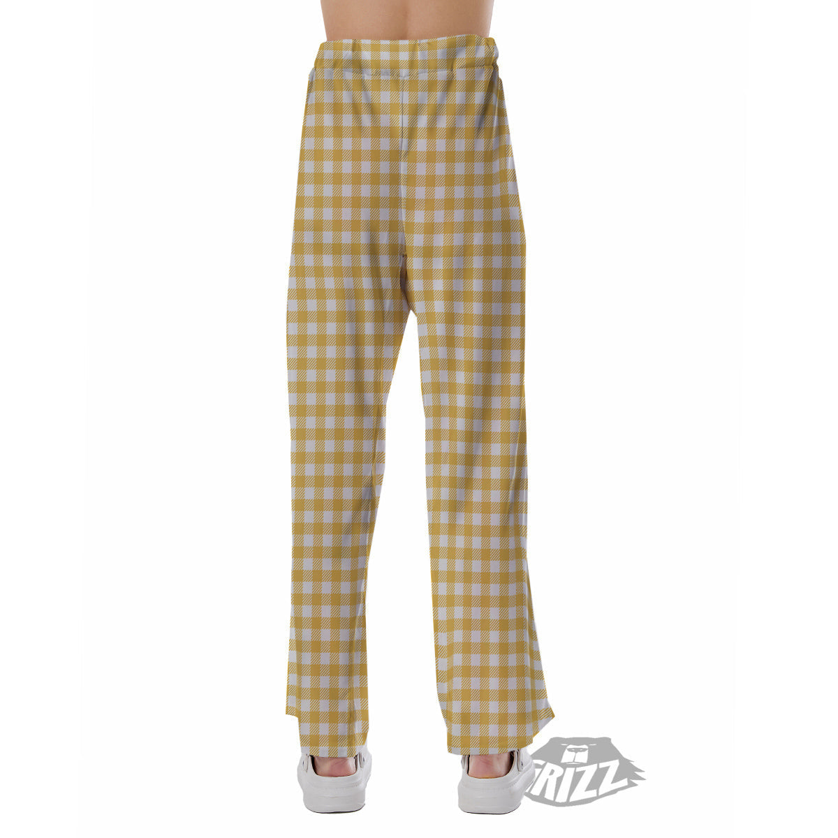 Yellow Canary And White Gingham Print Pajama Pants-grizzshop
