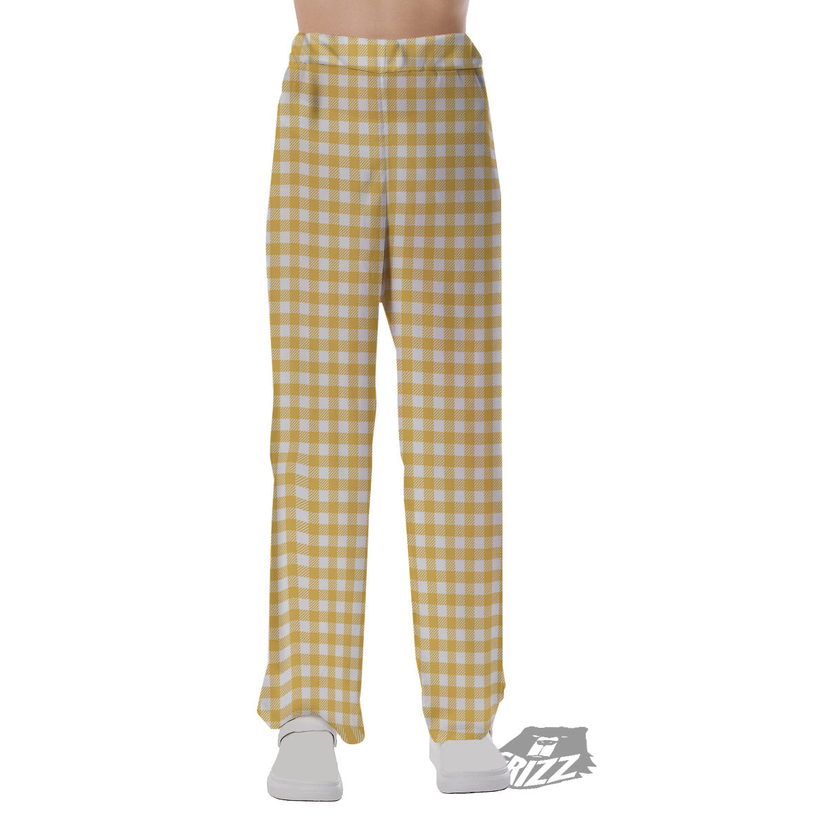 Yellow Canary And White Gingham Print Pajama Pants-grizzshop