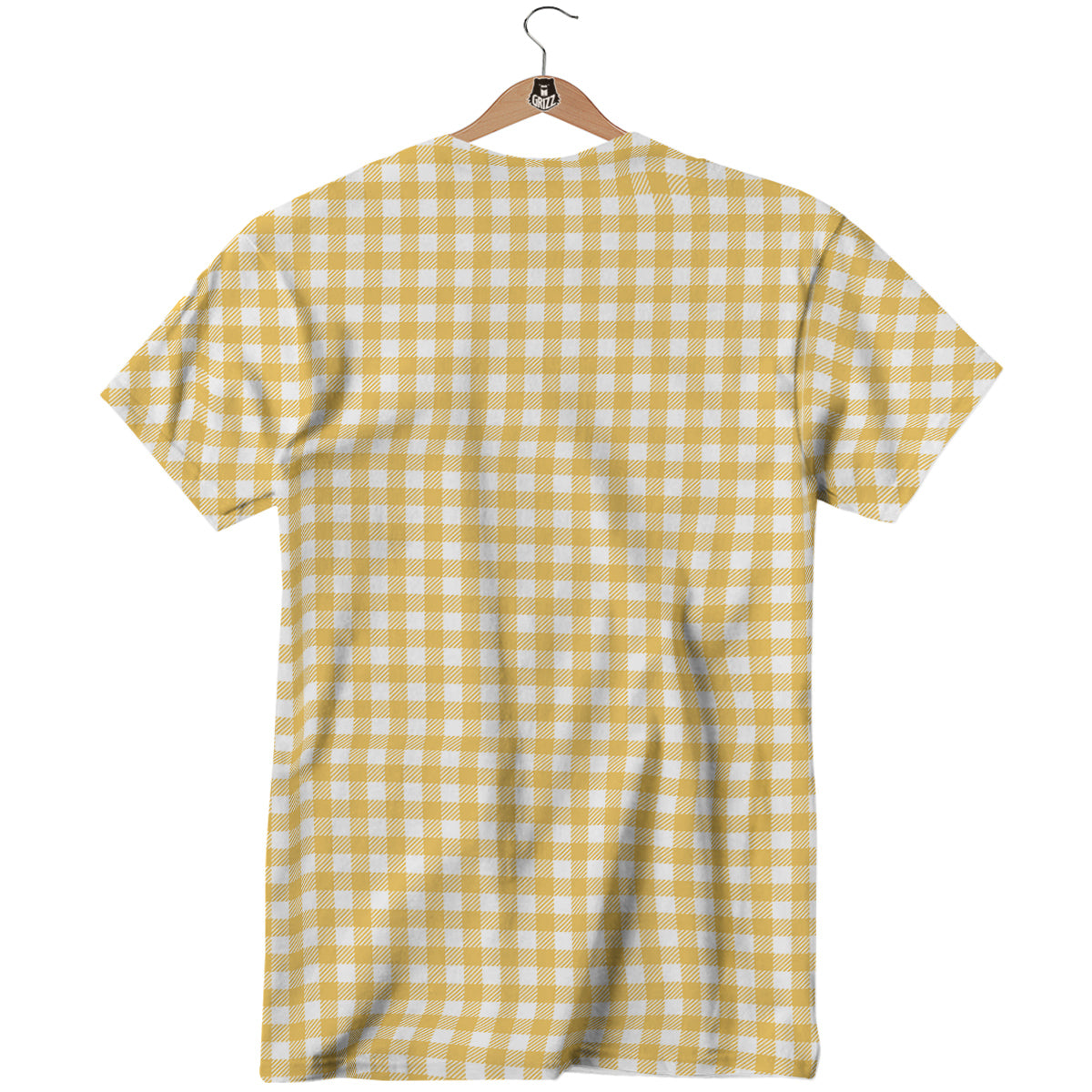 Yellow Canary And White Gingham Print T-Shirt-grizzshop
