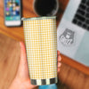 Yellow Canary And White Gingham Print Tumbler-grizzshop