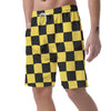 Yellow Checkered Print Men's Shorts-grizzshop