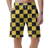 Yellow Checkered Print Men's Shorts-grizzshop