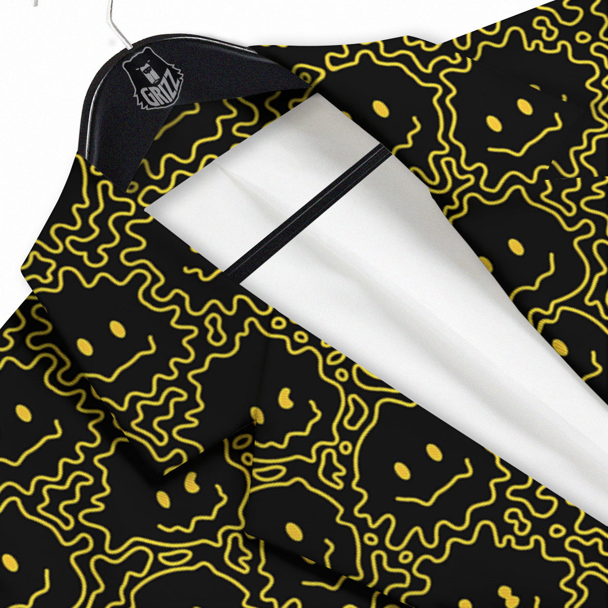 Yellow Crazy Emoji Print Pattern Men's Sport Coat-grizzshop