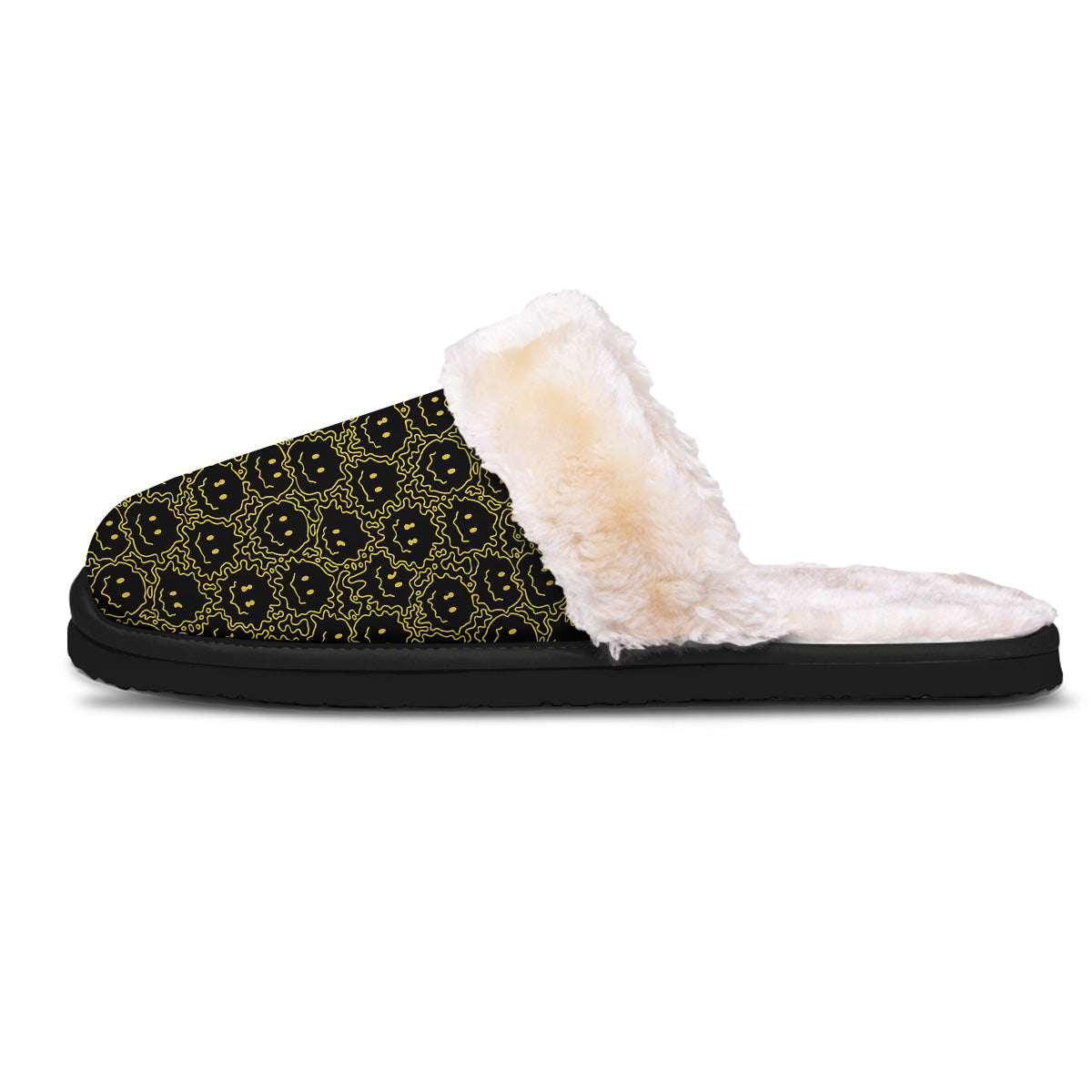 Yellow Crazy Emoji Print Pattern Slippers-grizzshop