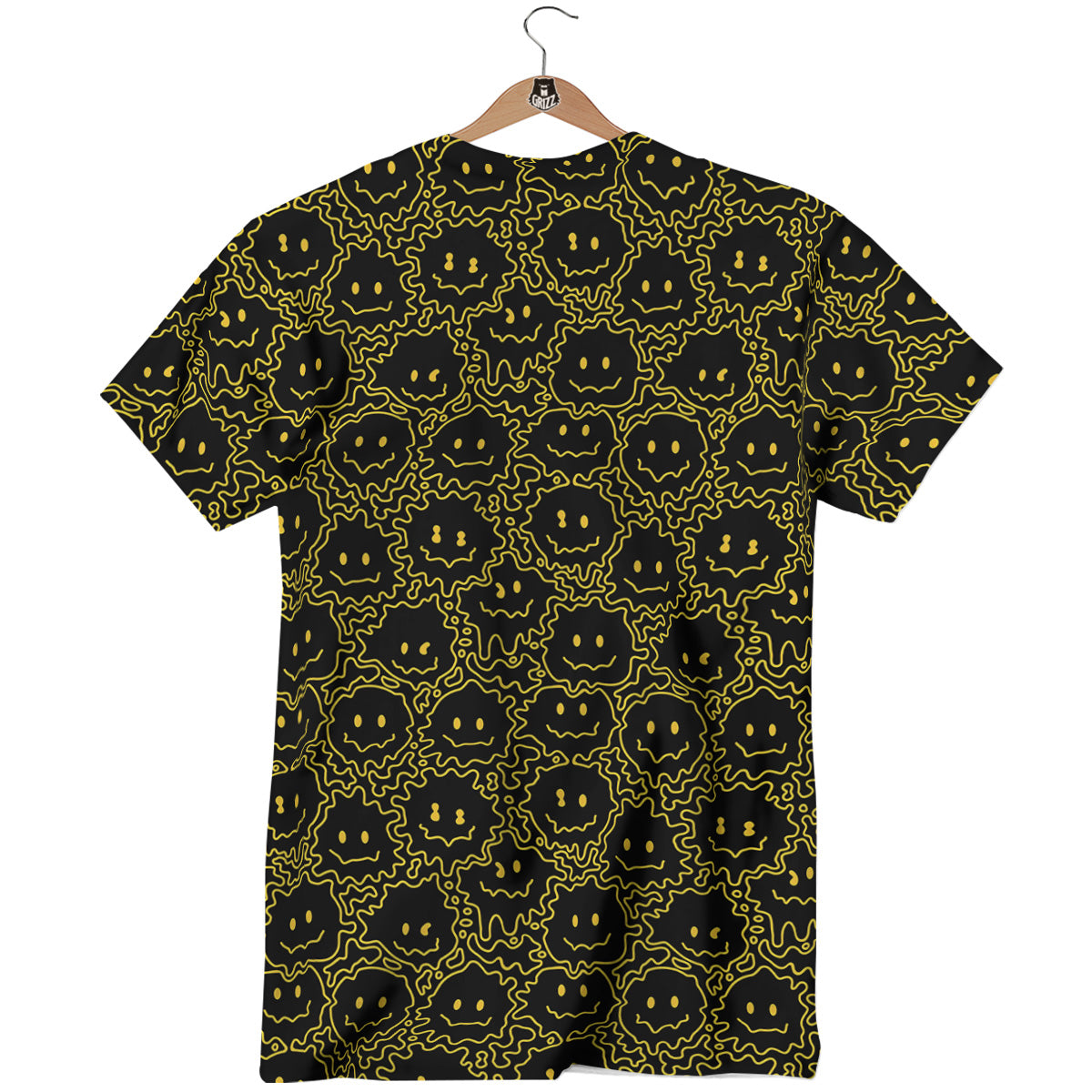 Yellow Crazy Emoji Print Pattern T-Shirt-grizzshop
