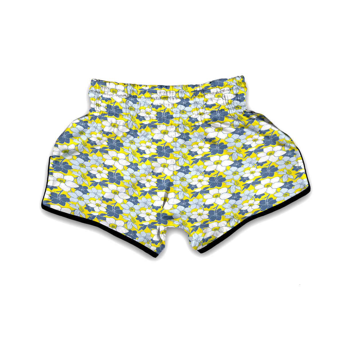 Yellow Daffodil Print Pattern Muay Thai Boxing Shorts-grizzshop