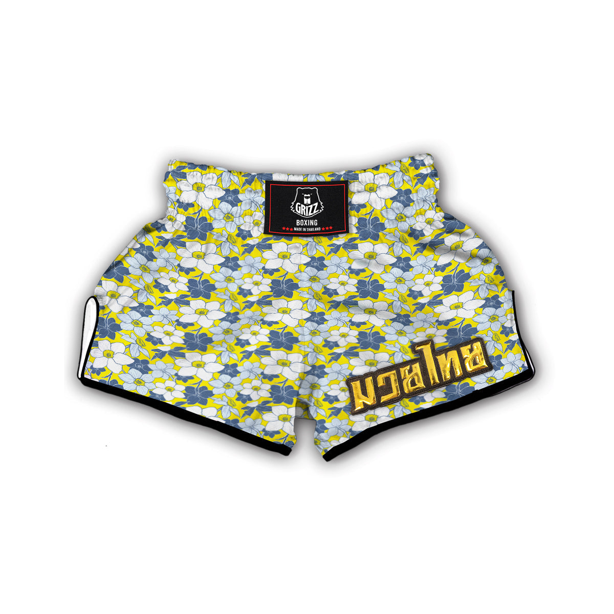 Yellow Daffodil Print Pattern Muay Thai Boxing Shorts-grizzshop