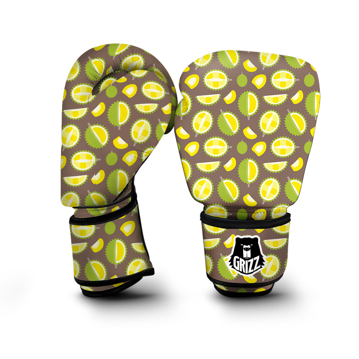 Yellow Durian Print Pattern Boxing Gloves-grizzshop