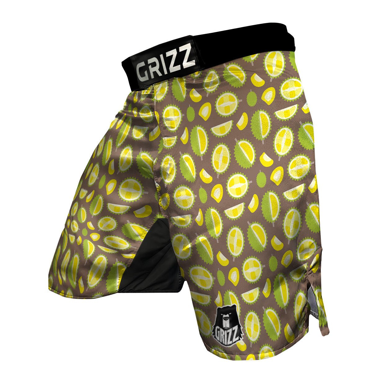 Yellow Durian Print Pattern MMA Shorts-grizzshop