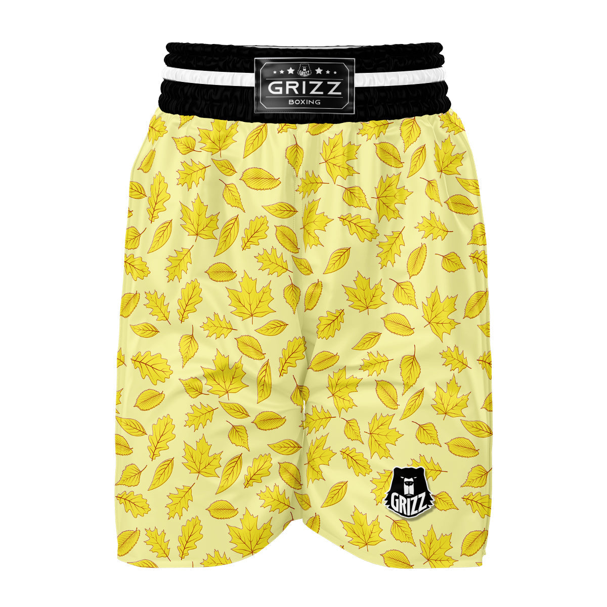 Yellow Elm Maple Leave Print Pattern Boxing Shorts-grizzshop