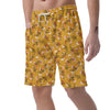 Yellow Floral Retro Print Men's Shorts-grizzshop