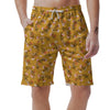 Yellow Floral Retro Print Men's Shorts-grizzshop