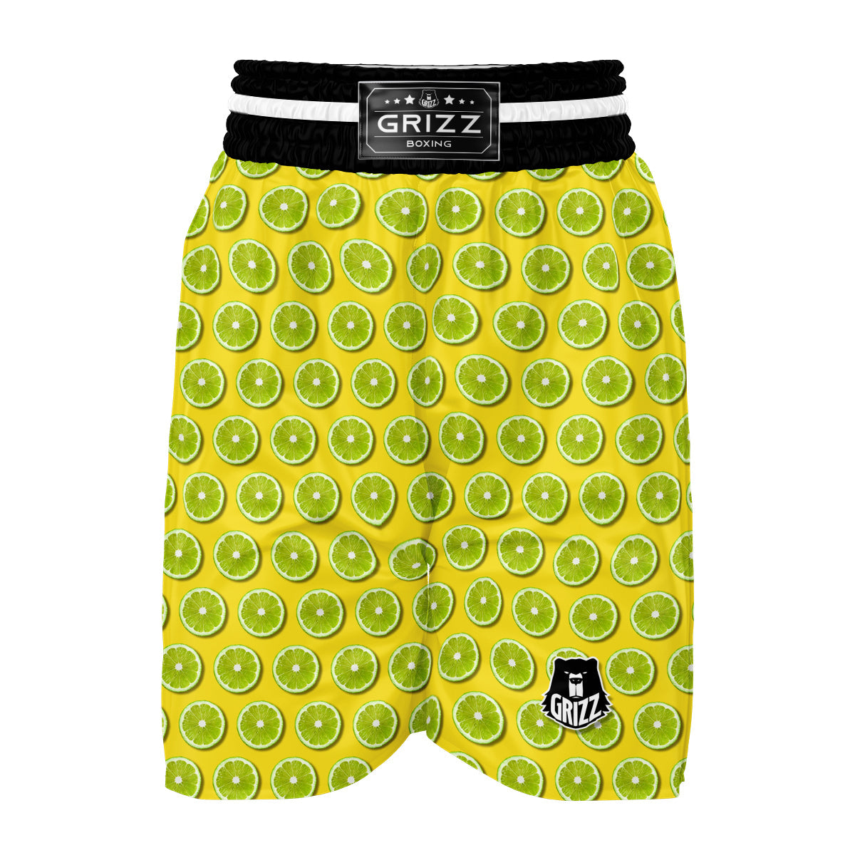 Yellow Geen Lime Sliced Print Pattern Boxing Shorts-grizzshop
