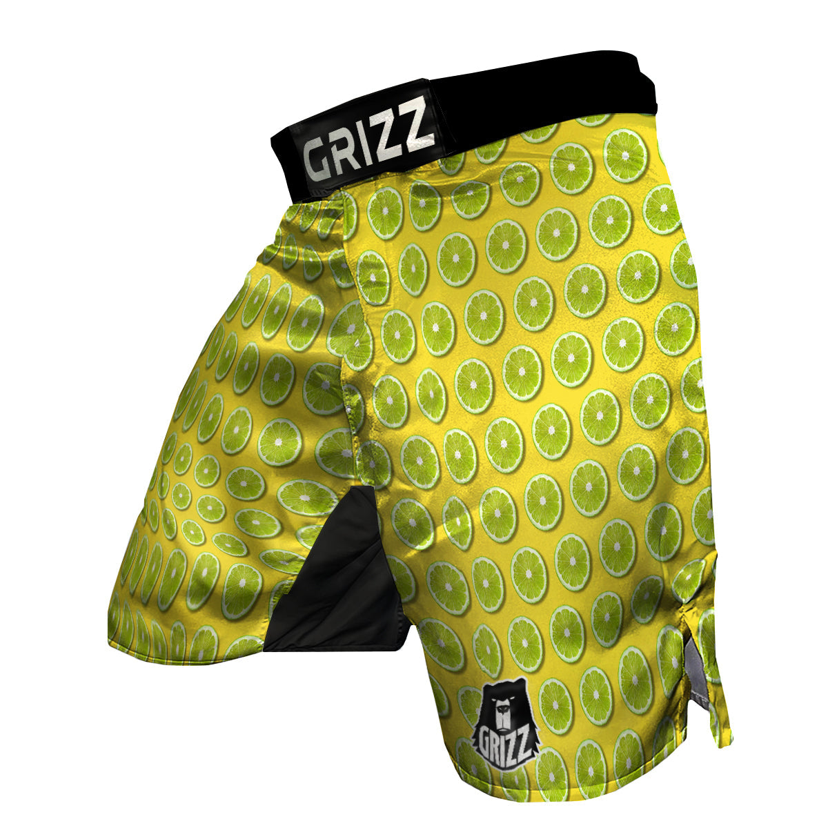 Yellow Geen Lime Sliced Print Pattern MMA Shorts-grizzshop
