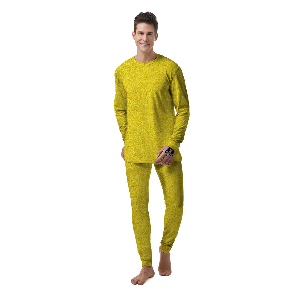 Yellow Glitter Artwork Print Men's Pajamas-grizzshop