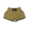 Yellow Greek Key Print Pattern Muay Thai Boxing Shorts-grizzshop