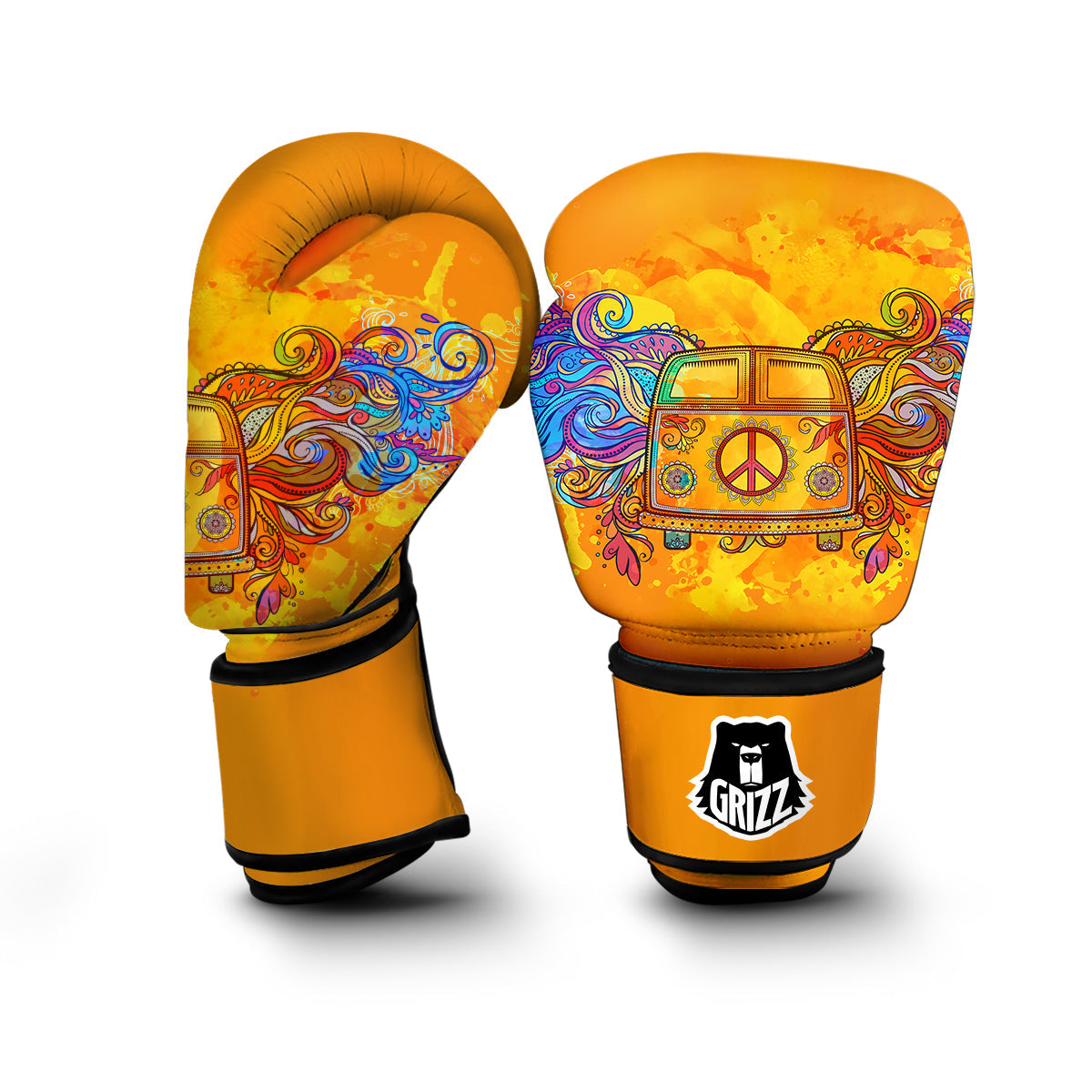 Yellow Hippie Van Boxing Gloves-grizzshop