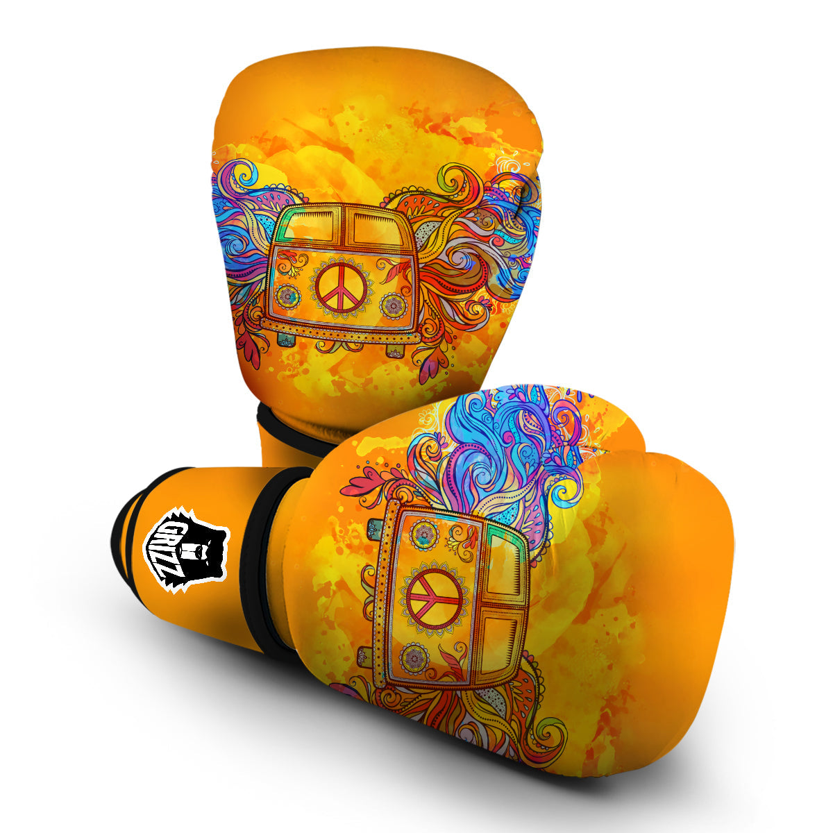 Yellow Hippie Van Boxing Gloves-grizzshop