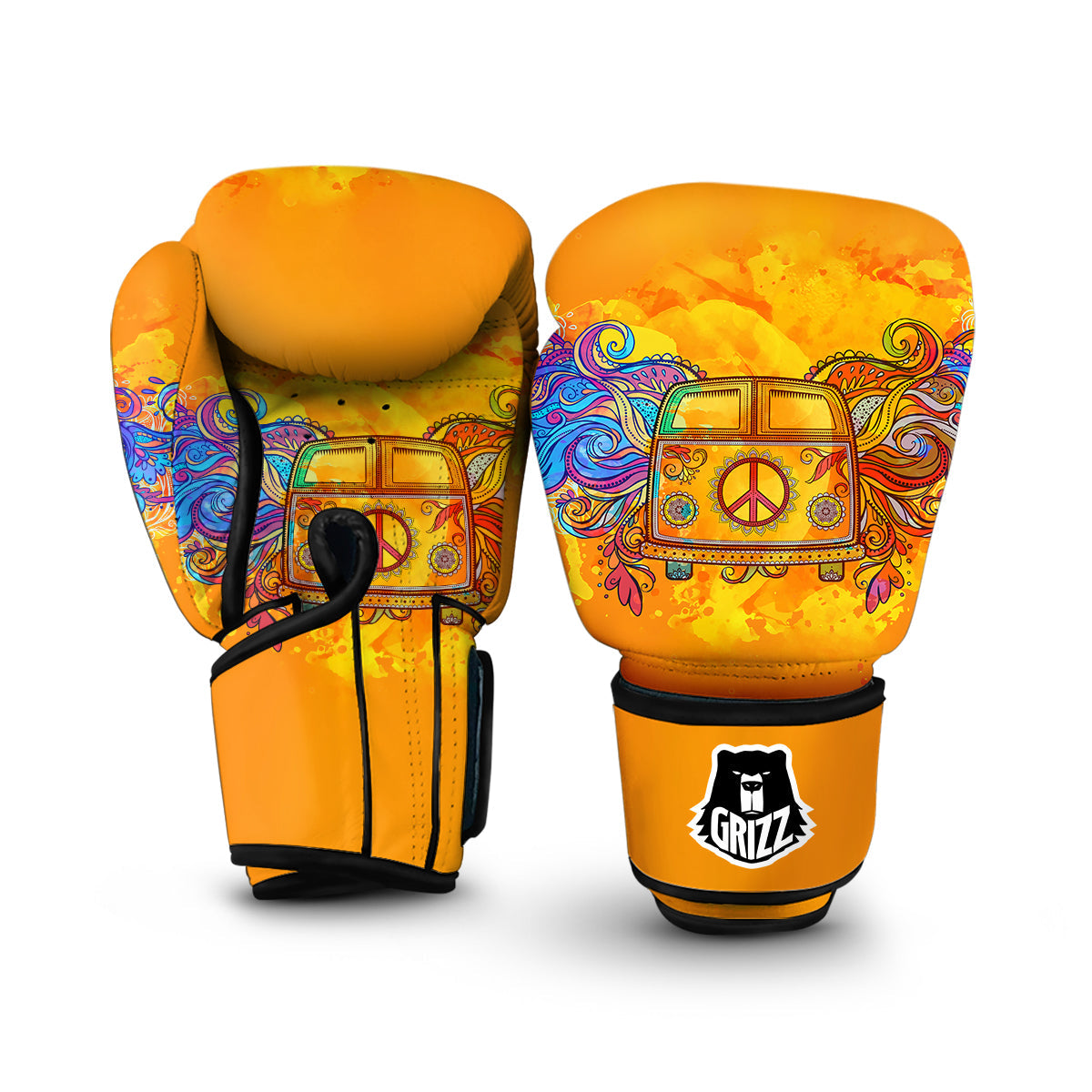 Yellow Hippie Van Boxing Gloves-grizzshop