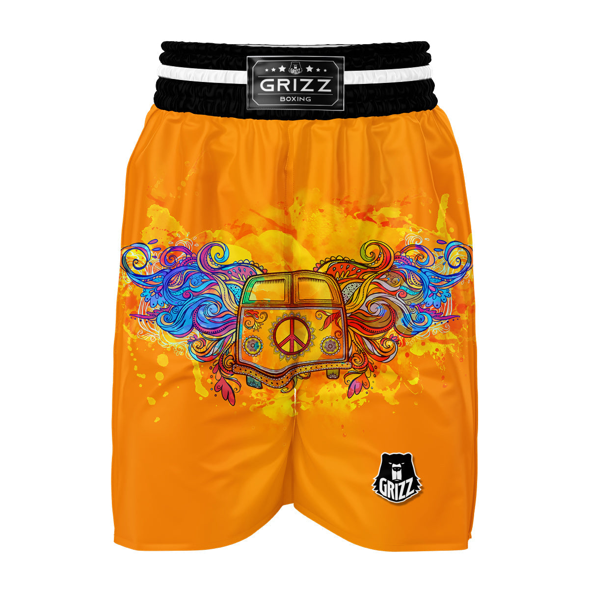 Yellow Hippie Van Boxing Shorts-grizzshop