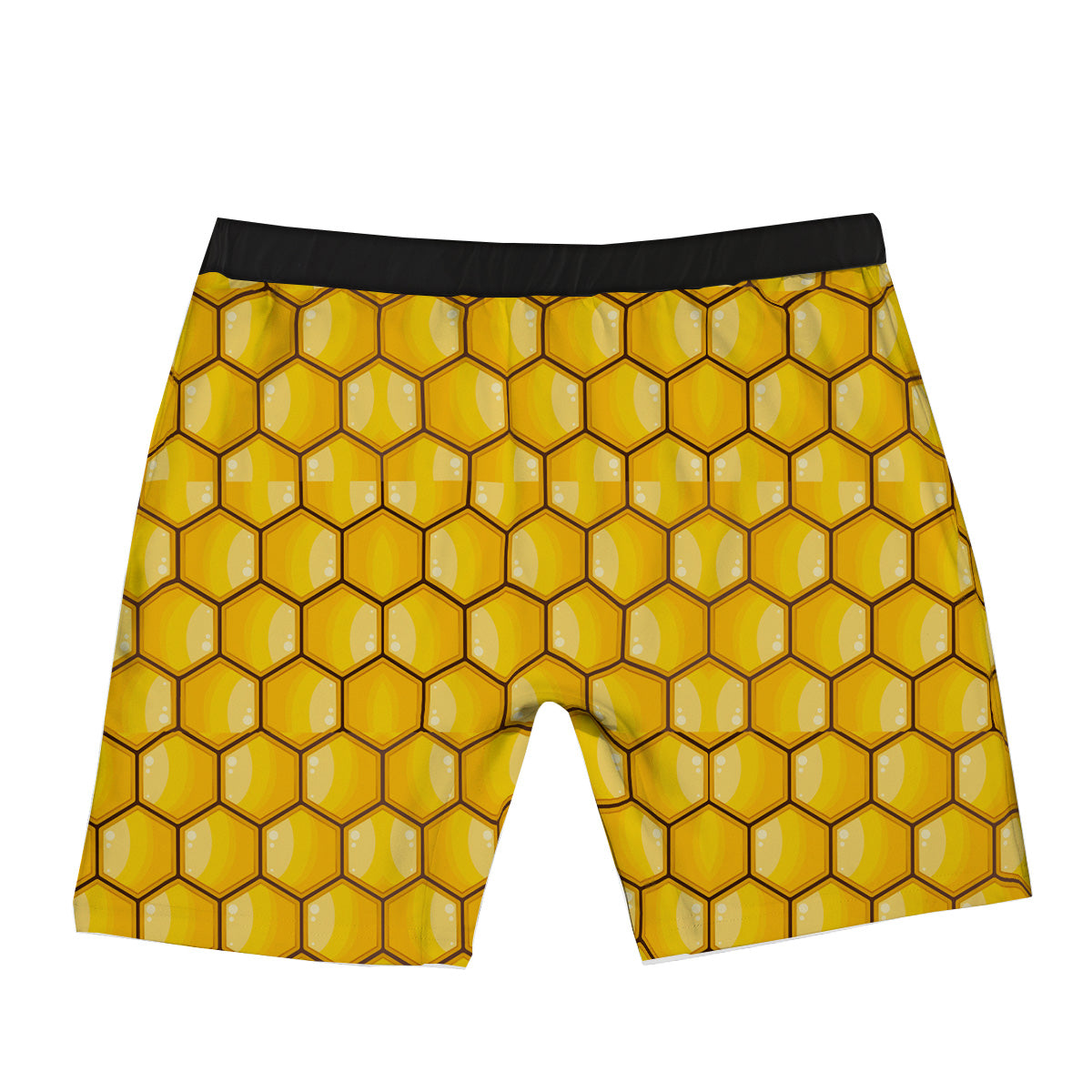 Yellow Honeycomb Print Pattern Boxer Briefs-grizzshop