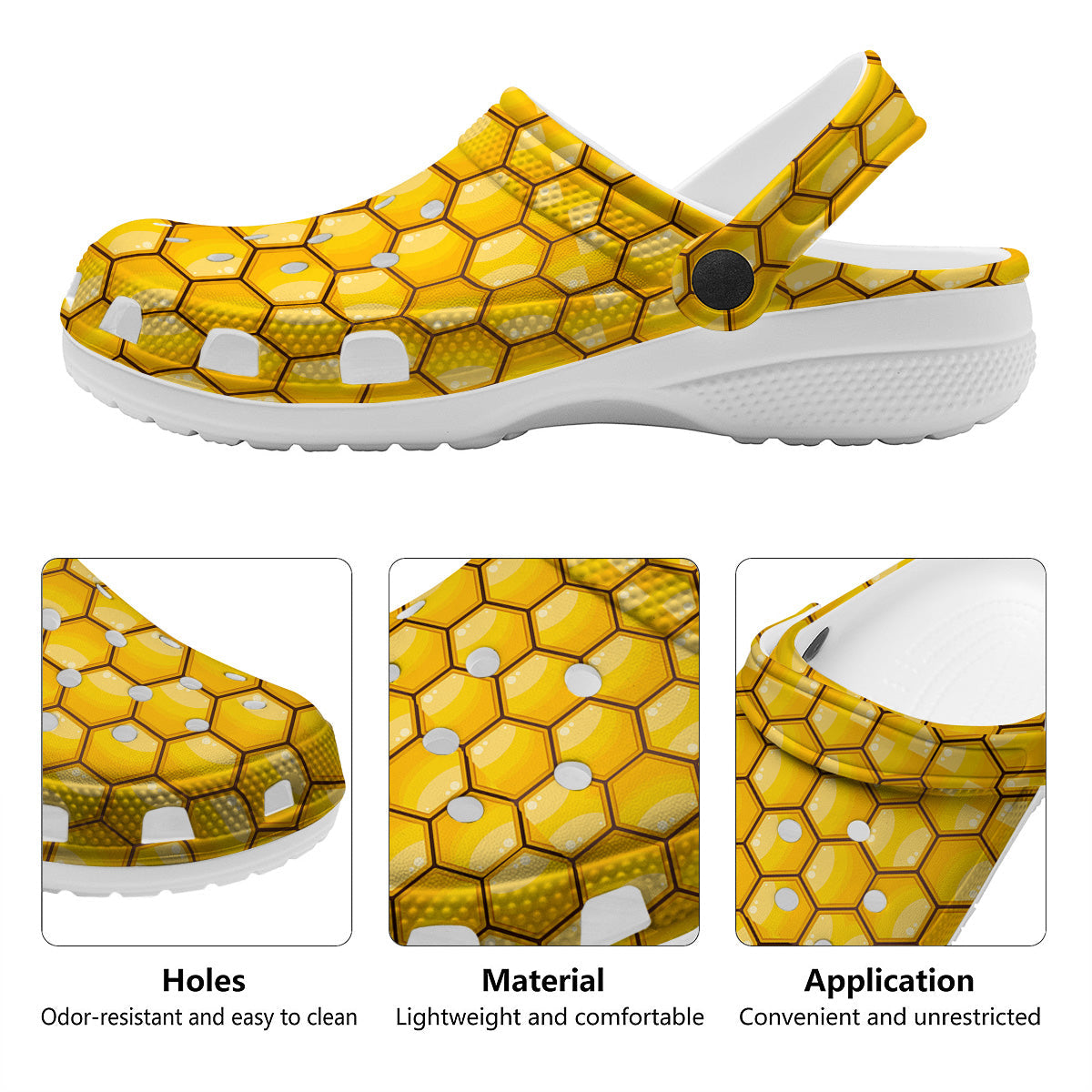 Yellow Honeycomb Print Pattern Clog-grizzshop