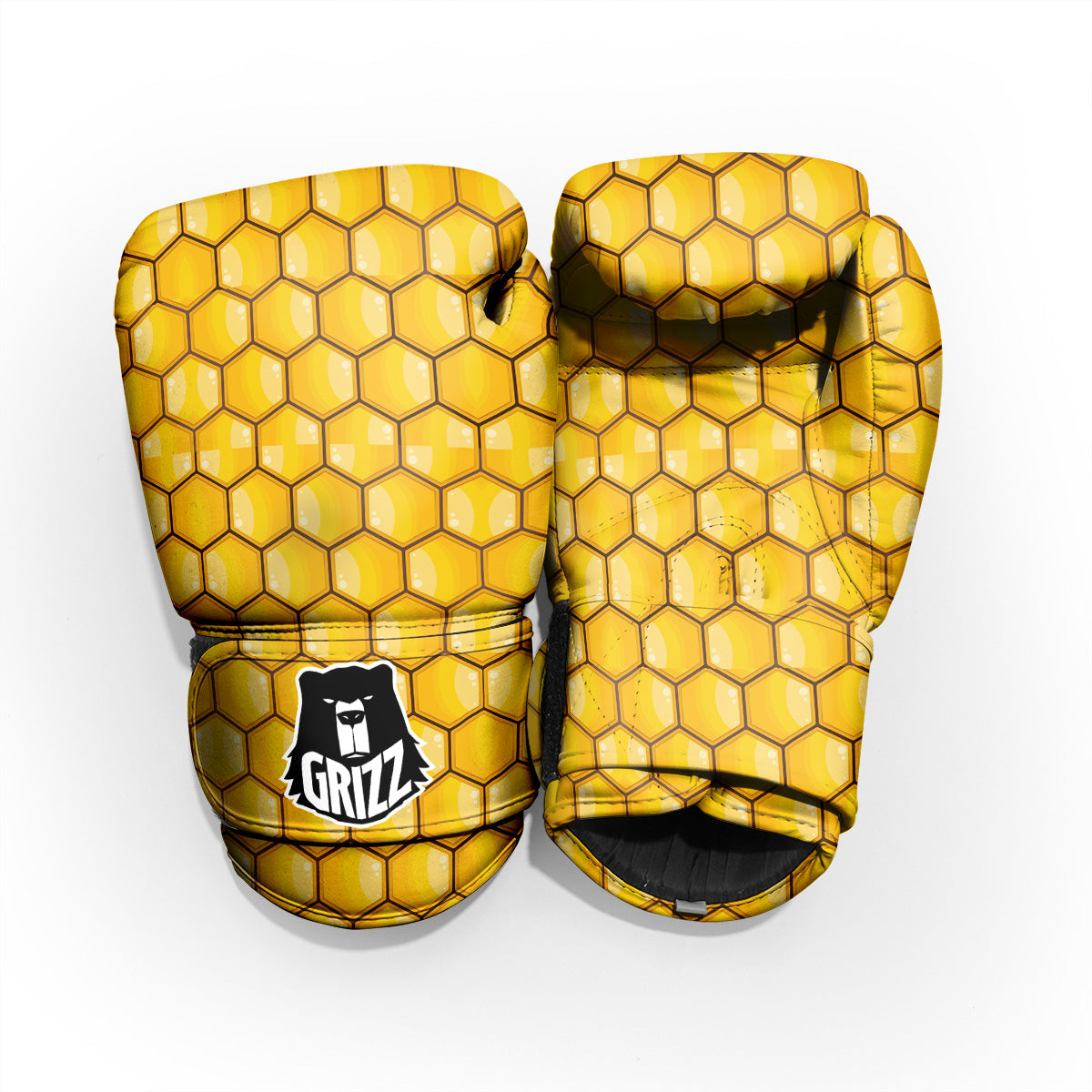 Yellow Honeycomb Print Pattern Pro Boxing Glove