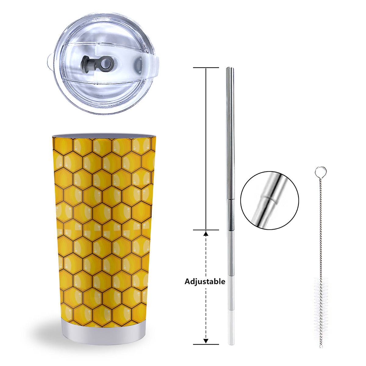 Yellow Honeycomb Print Pattern Tumbler-grizzshop