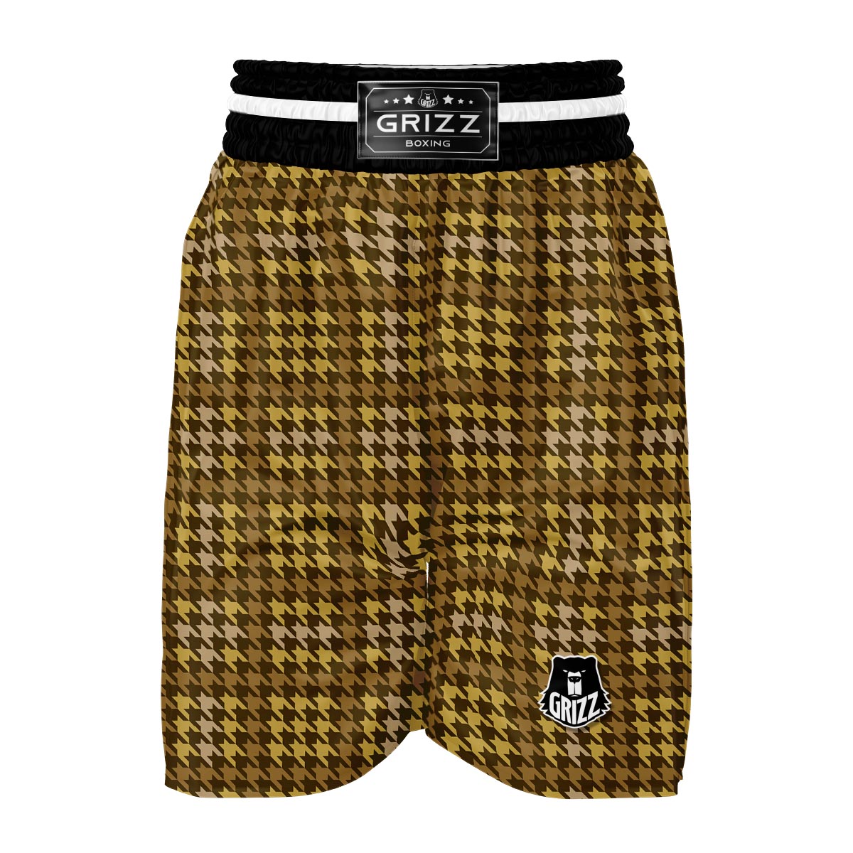 Yellow Houndstooth Boxing Shorts-grizzshop