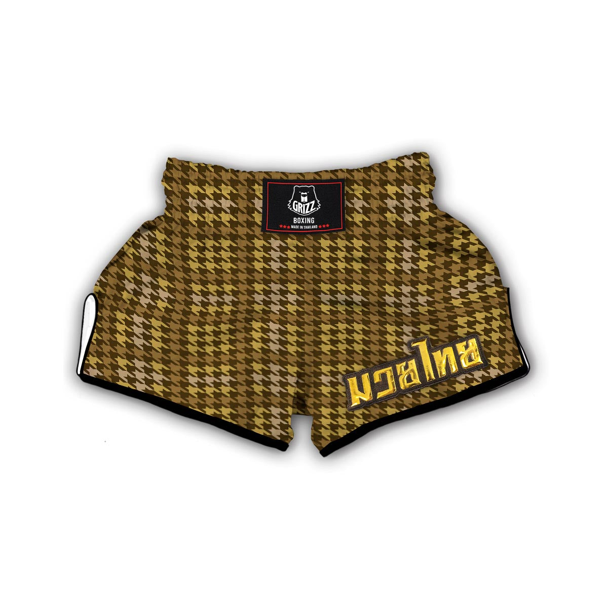 Yellow Houndstooth Muay Thai Boxing Shorts-grizzshop