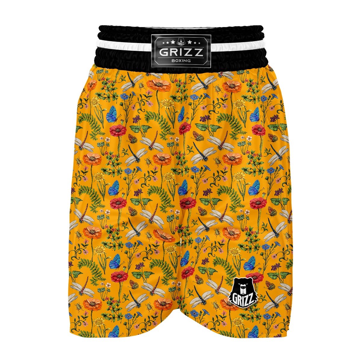 Yellow Insect Dragonfly Boxing Shorts-grizzshop