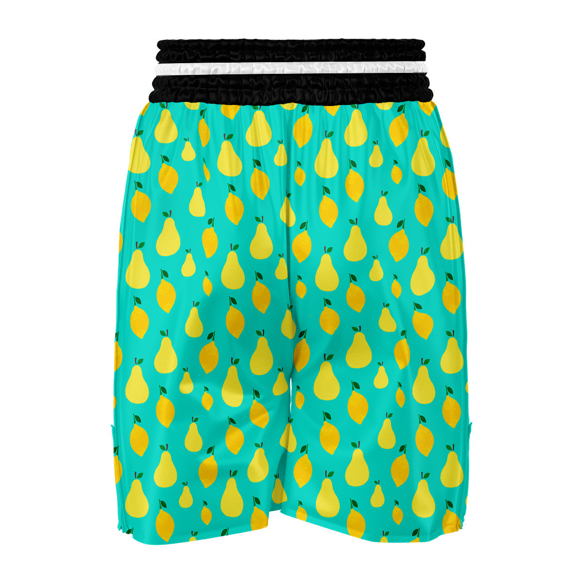 Yellow Lemon And Pear Print Pattern Boxing Shorts-grizzshop