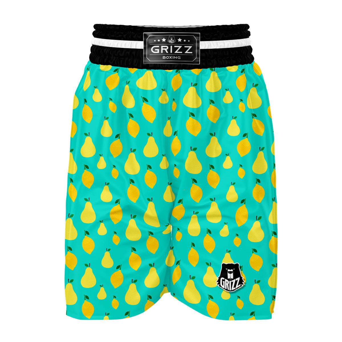Yellow Lemon And Pear Print Pattern Boxing Shorts-grizzshop