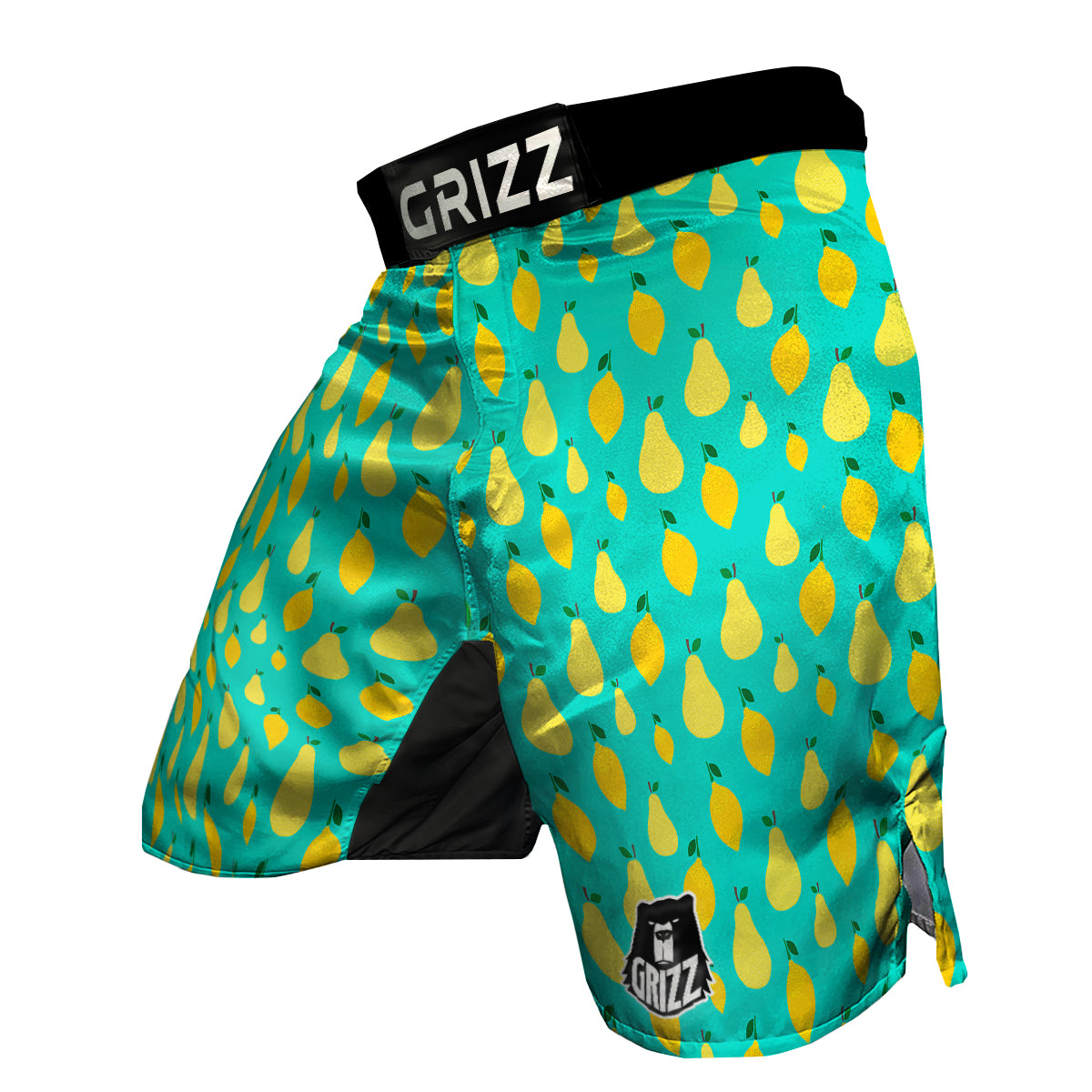 Yellow Lemon And Pear Print Pattern MMA Shorts-grizzshop