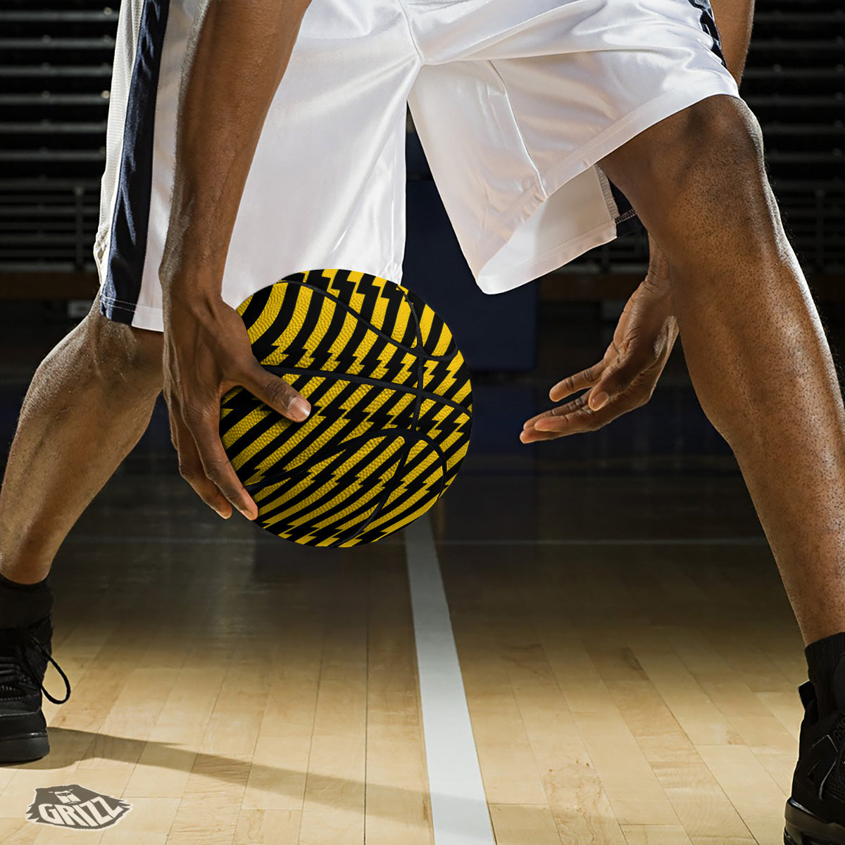 Yellow Lightning Spark Print Pattern Basketball-grizzshop