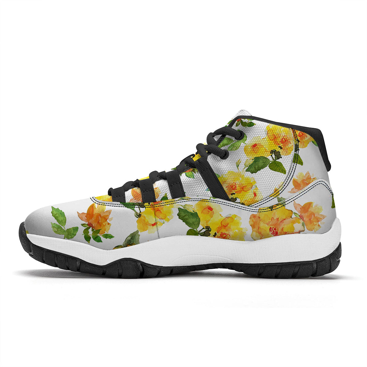 Yellow Lightning Spark Print Pattern Black Bball Shoes-grizzshop
