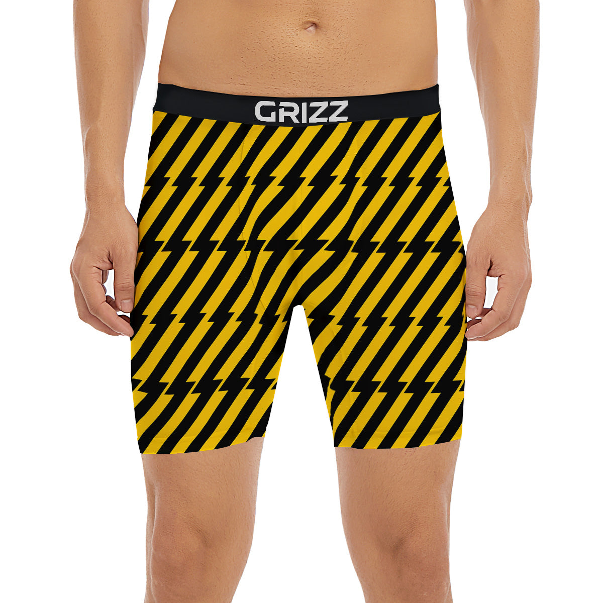 Yellow Lightning Spark Print Pattern Boxer Briefs-grizzshop