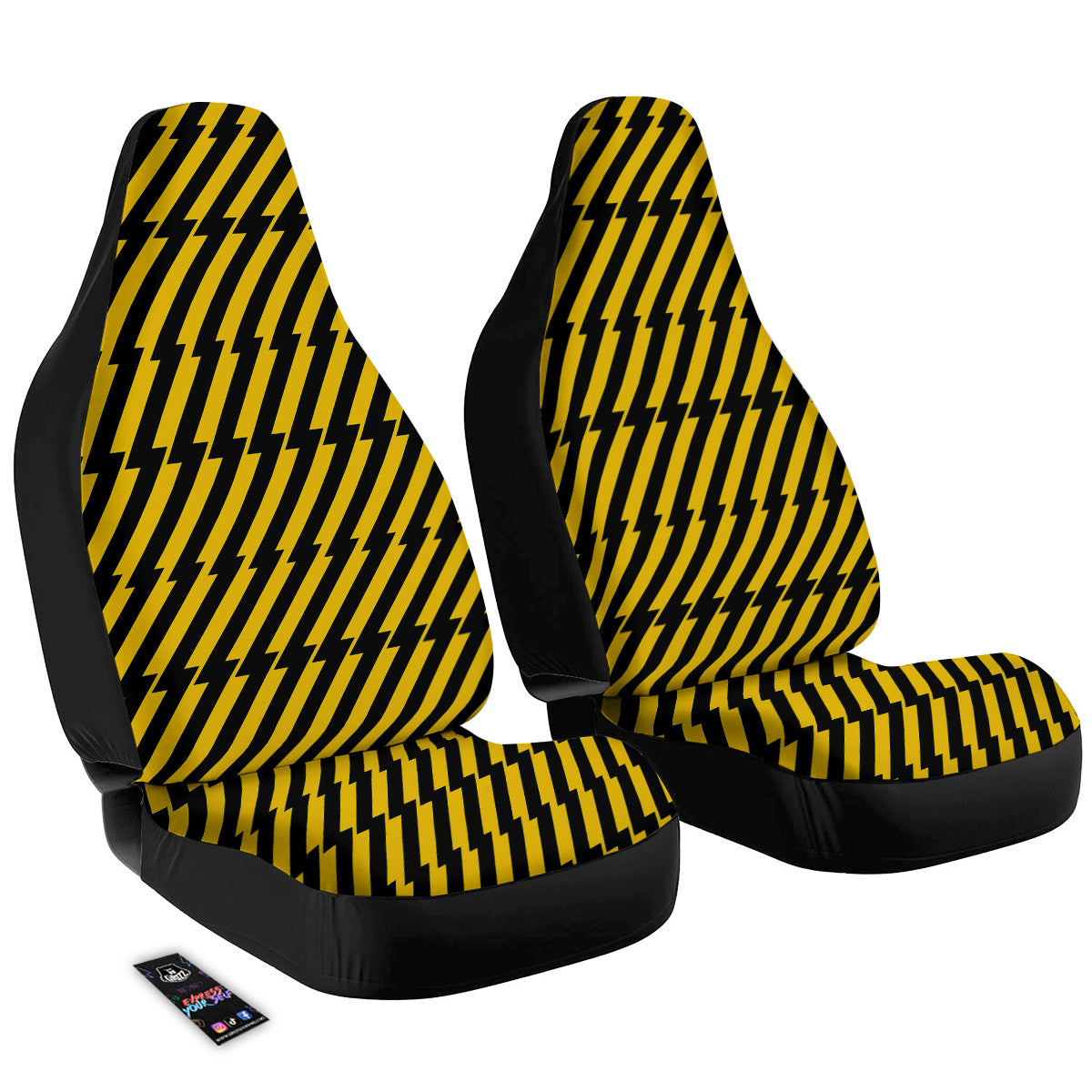 Yellow Lightning Spark Print Pattern Car Seat Covers-grizzshop